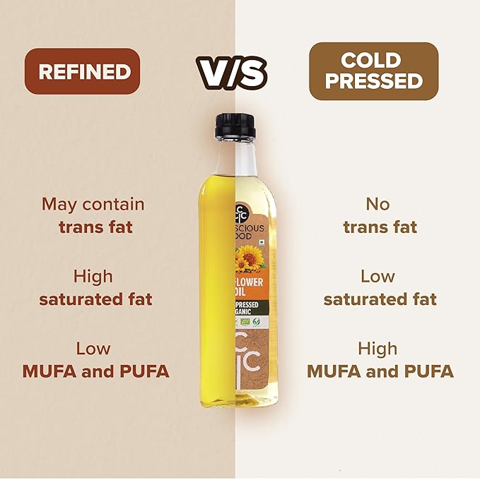 Cold Pressed Sunflower Oil | 1 litre | PET Bottle | Cooking Oil | High in Antioxidants, Delicious & Healthy