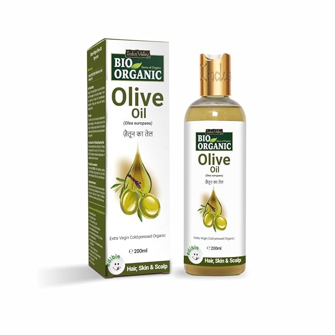 Bio Organic Pure Extra Virgin Olive Oil 100% Organic Cold Pressed Edible Cooking Oil Massage Oil for Baby, Skin Care & Hair Care (200ml)