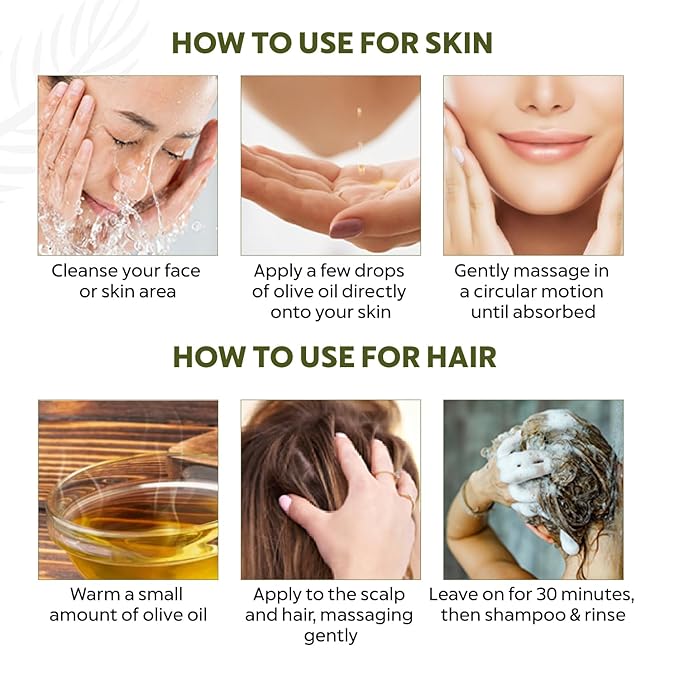 Bio Organic Pure Extra Virgin Olive Oil 100% Organic Cold Pressed Edible Cooking Oil Massage Oil for Baby, Skin Care & Hair Care (200ml)