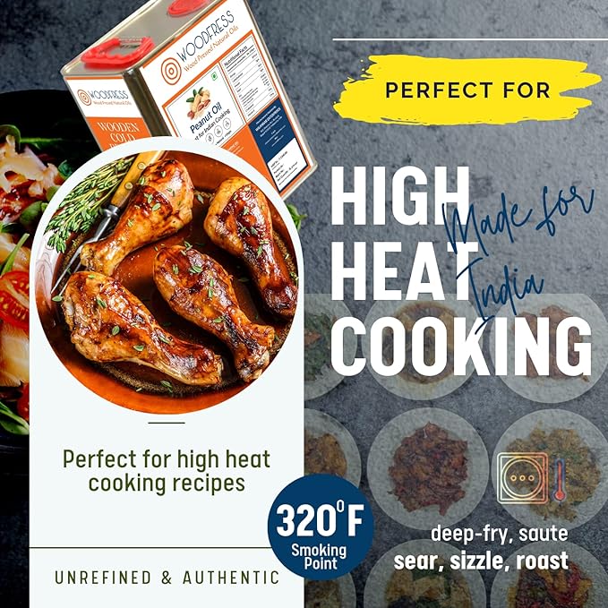 Cold Pressed Groundnut Oil 3 Litre - Extracted From 8Kg Red Java Peanuts For 3L Pure Woodpress Oil, Wood Pressed (Lakdi Ghani) Healthy Cooking Oil, 100% Natural Cold-Pressed Peanut Oil