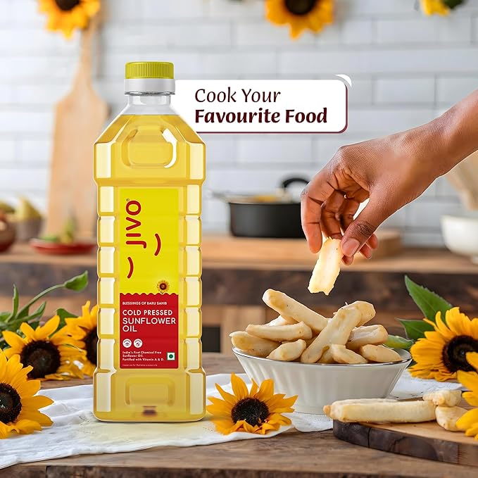 Pressed Unrefined Sunflower Oil - 1 Litre | Chemical-Free Oil for Cooking | Ideal for Roasting, Frying, Baking, and All Types of Cuisines