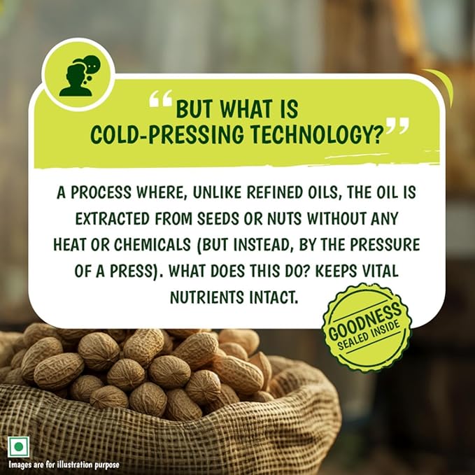 Unrefined Cold Pressed Groundnut (Peanut) Oil, Kolhu/Kacchi Ghani/Mara Chekku/Ganuga, Naturally Cholesterol Free, 5L, With Rich Aroma & Flavour of Real A1 Grade Groundnuts