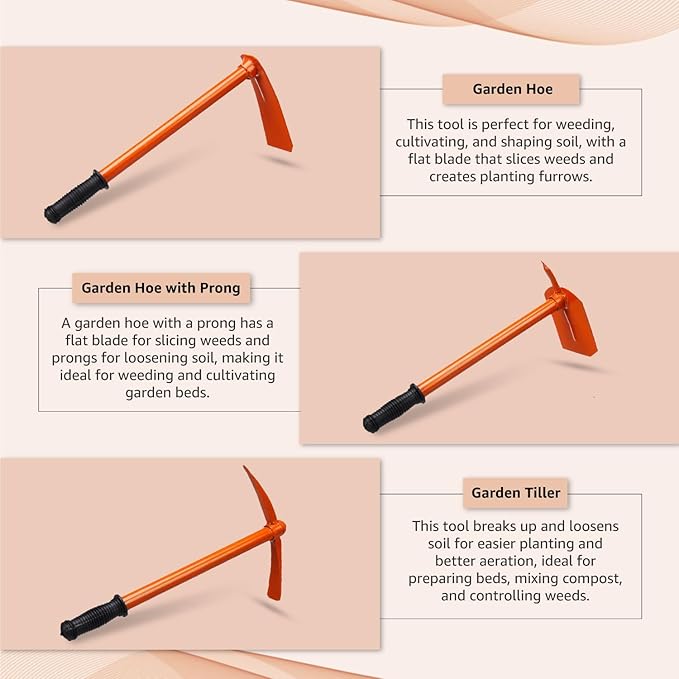 Solimo 3-Piece Garden Tool Set | Big Shovel, Cultivator & Weeder | Terrace Gardening Accessories