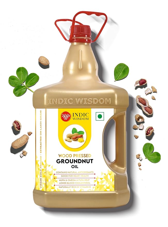 Wood Pressed Groundnut Oil 5 Liter (Cold Pressed Groundnut Oil - Extracted on Wooden Churner)