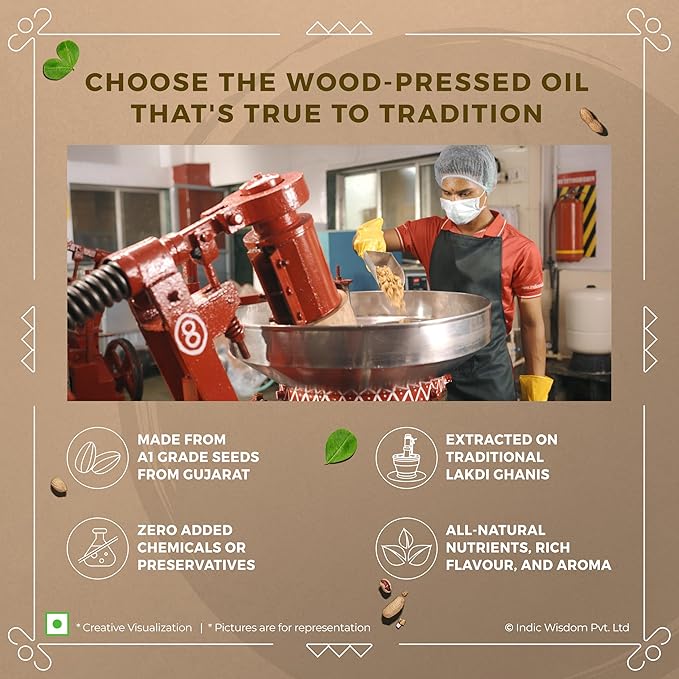 Wood Pressed Groundnut Oil 5 Liter (Cold Pressed Groundnut Oil - Extracted on Wooden Churner)