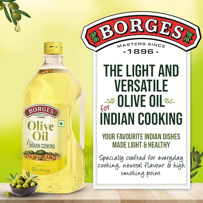 Olive Oil for Indian Cooking - 2 L |Extra Light |Packed in Spain |Light Flavour |75% MUFA | Ideal for daily cooking: deep fry, tadka, curries
