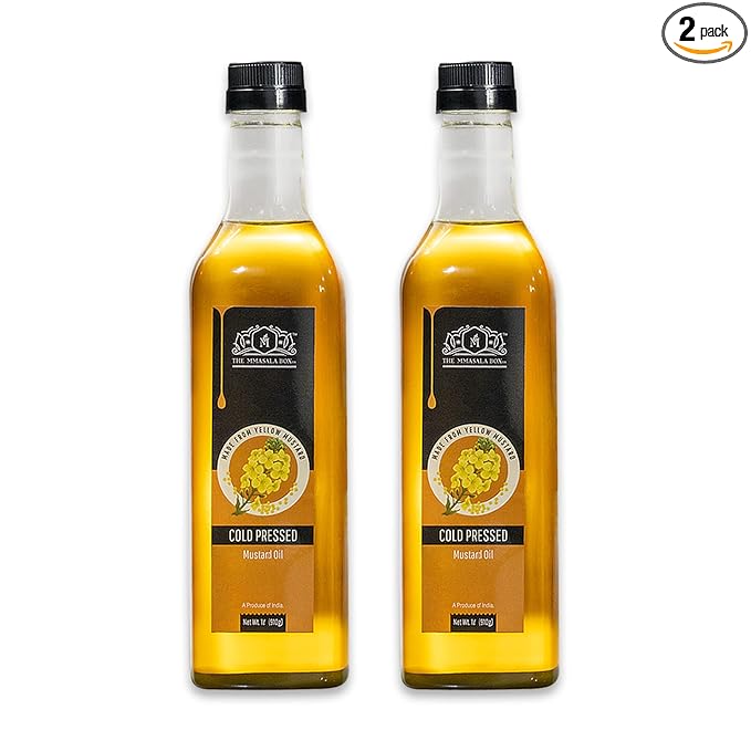 Natural Cold Pressed Yellow Mustard Oil - 1 L (Pack of 2) | Traditionally Extracted from Wooden Crusher| Cold Pressed Oils | All Natural | Chemical Free