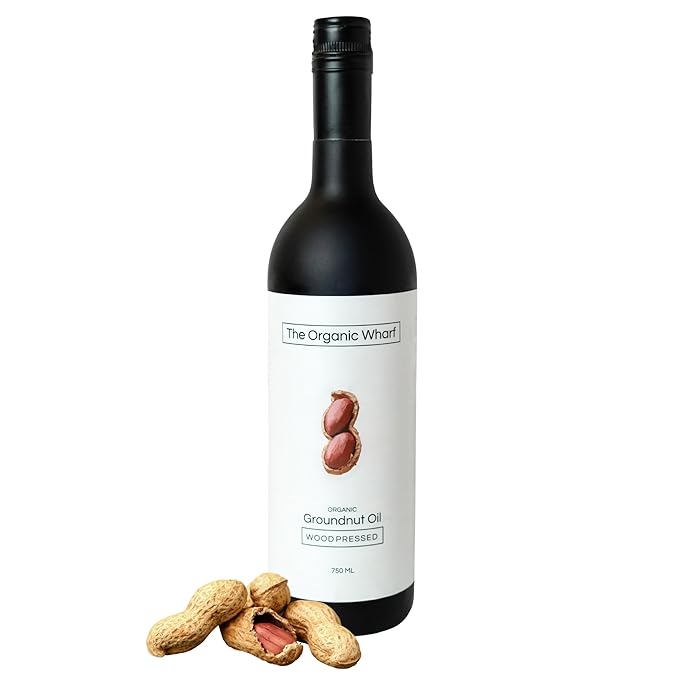 Wood Pressed Groundnut Oil 750 Ml, Unrefined - Truly Organic Healthy, And Natural Food Oil, Chemical Free | Kolhu/Kacchi Ghani/Chekku | Glass Bottle