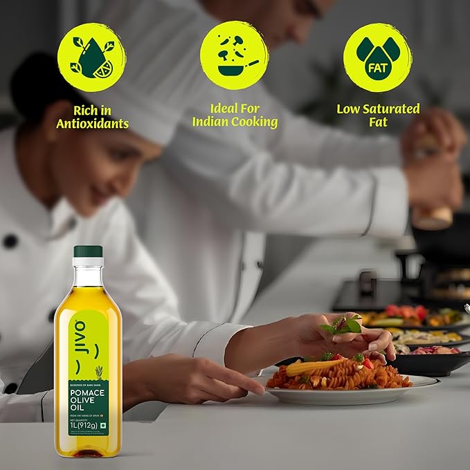 Daily Cooking Pomace Olive Oil 1 Litre | Imported from Spain | Rich in Monounsaturated Fatty Acids (MUFA) | Low in Saturated Fat | Ideal for Roasting, Frying, and Baking