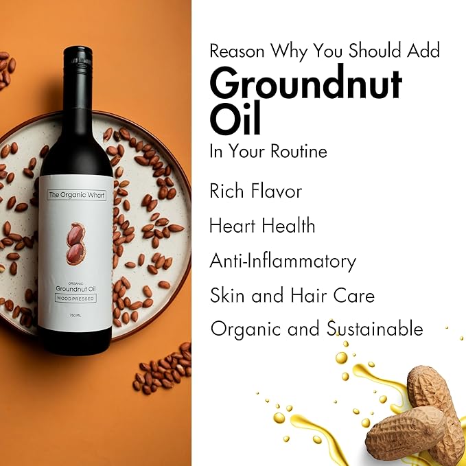 Wood Pressed Groundnut Oil 750 Ml, Unrefined - Truly Organic Healthy, And Natural Food Oil, Chemical Free | Kolhu/Kacchi Ghani/Chekku | Glass Bottle