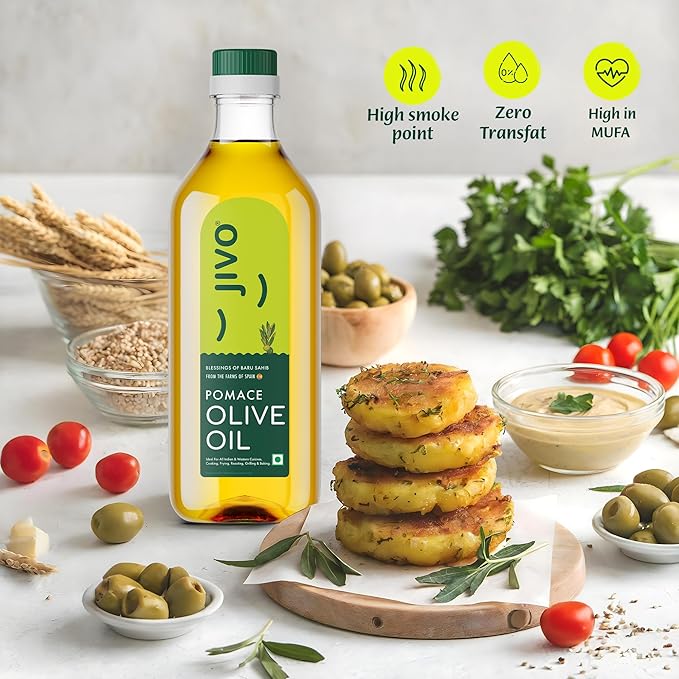 Daily Cooking Pomace Olive Oil 1 Litre | Imported from Spain | Rich in Monounsaturated Fatty Acids (MUFA) | Low in Saturated Fat | Ideal for Roasting, Frying, and Baking