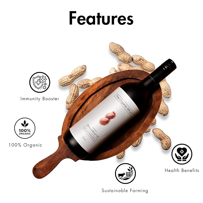 Wood Pressed Groundnut Oil 750 Ml, Unrefined - Truly Organic Healthy, And Natural Food Oil, Chemical Free | Kolhu/Kacchi Ghani/Chekku | Glass Bottle