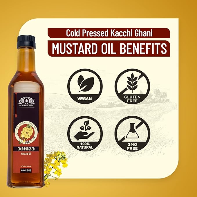 Natural Cold Pressed Kacchi Ghani Black Mustard Oil 1 L (Pack of 1), Kali Sarso ka Tel, Plastic Bottle, Kolhu, Chekku, Cholestrol Free, Vegan Cooking Oil, Preservative and Gluten Free