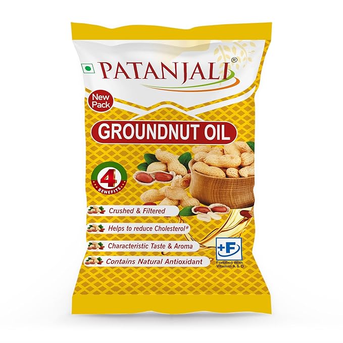 Groundnut Oil, Kacchi Ghani, Virgin, Unrefined, Cold pressed, Edible Oil for Cooking, Baking & Frying for Rich Flavour & Nutrition 750Gm Pouch/770Gm