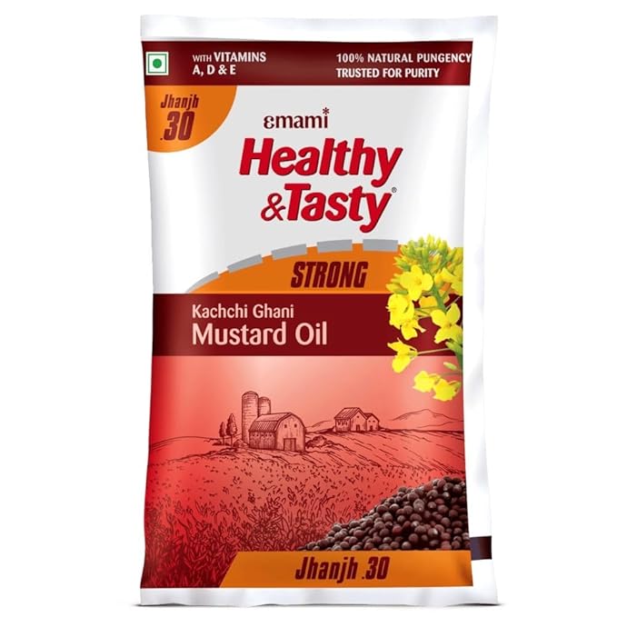 Healthy and Tasty Strong Kachchi Ghani Mustard Oil Pouch, 825 G