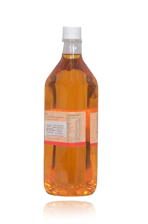 Organics Rice Bran Oil suitable for Stir & Deep Frying | Improves Heart Health, Reduces Cholesterol, has Low Calorie | Zero Budget Natural Farming containing Oryzanol | 1L
