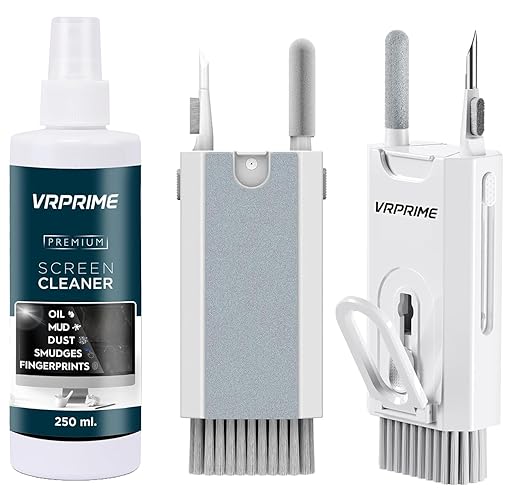 VRPRIME 8-in-1 Laptop Cleaning Kit Screen Clean | Mobile Phone Cleaning Kit | Tools for Keyboard, Earbuds & Screen Clean| with 250Ml Screen Cleaner Liquid Spray