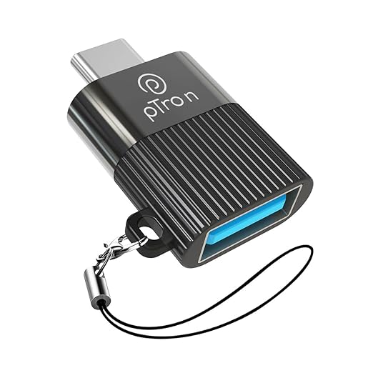 pTron Nexo USB 3.0 to Type C OTG Adaptor, 5Gbps High Speed Data Transfer, Compatible for All Type C Devices, Smartphones/Laptops/Tablets/Chargers, Sleek & Compact Design & Metal Alloy Build (Black)