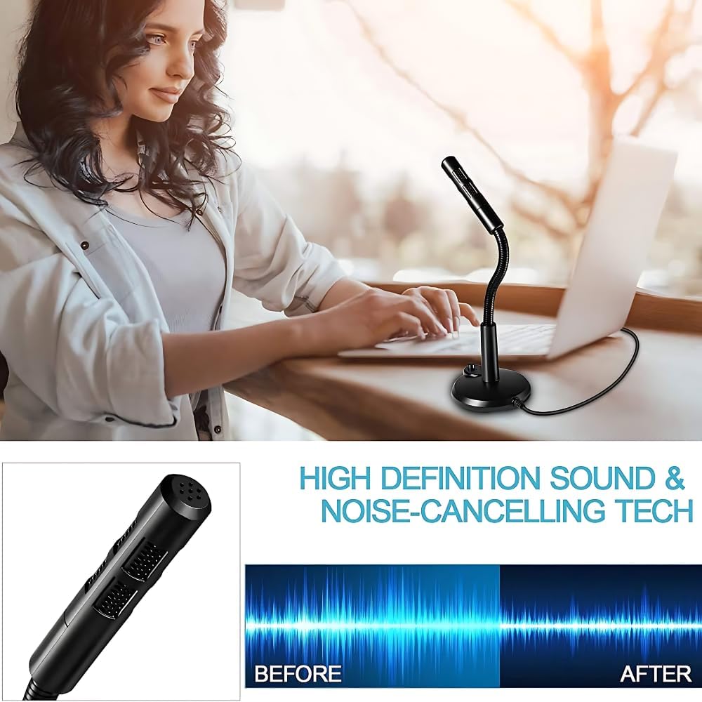 Drumstone (𝟏𝟓 𝐘𝐞𝐚𝐫𝐬 𝐖𝐚𝐫𝐫𝐚𝐧𝐭𝐲 USB Computer Microphone – Plug & Play Desktop Mic for PC & Laptop – Ideal for Streaming, Podcasting, Recording, Online Meetings, Voiceovers & Gaming