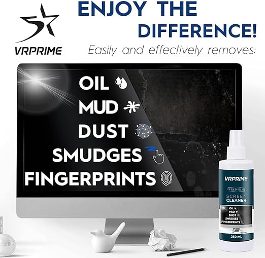 VRPRIME 8-in-1 Laptop Cleaning Kit Screen Clean | Mobile Phone Cleaning Kit | Tools for Keyboard, Earbuds & Screen Clean| with 250Ml Screen Cleaner Liquid Spray