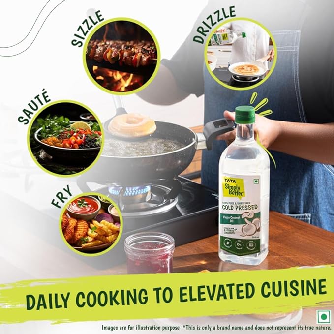 Pure and Unrefined Cold Pressed Virgin Coconut Oil, Naturally Cholesterol Free, Kolhu/Kacchi Ghani/Mara Chekku/Ganuga, 1L, Rich Aroma & Flavour of Real Coconuts, A1 Grade Coconuts