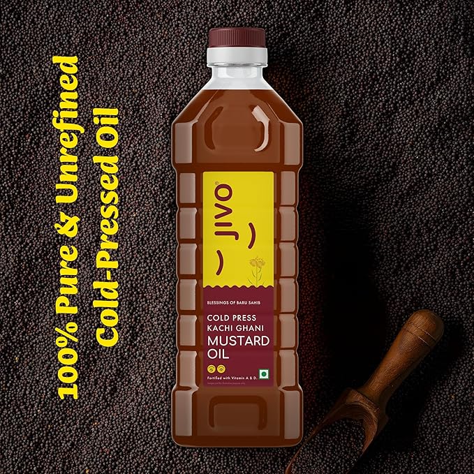 Cold Pressed Kachi Ghani Chemical Free Mustard Daily Cooking Oil, 1 Litre | Recommended for Roasting, Frying, Baking All type of Cuisines