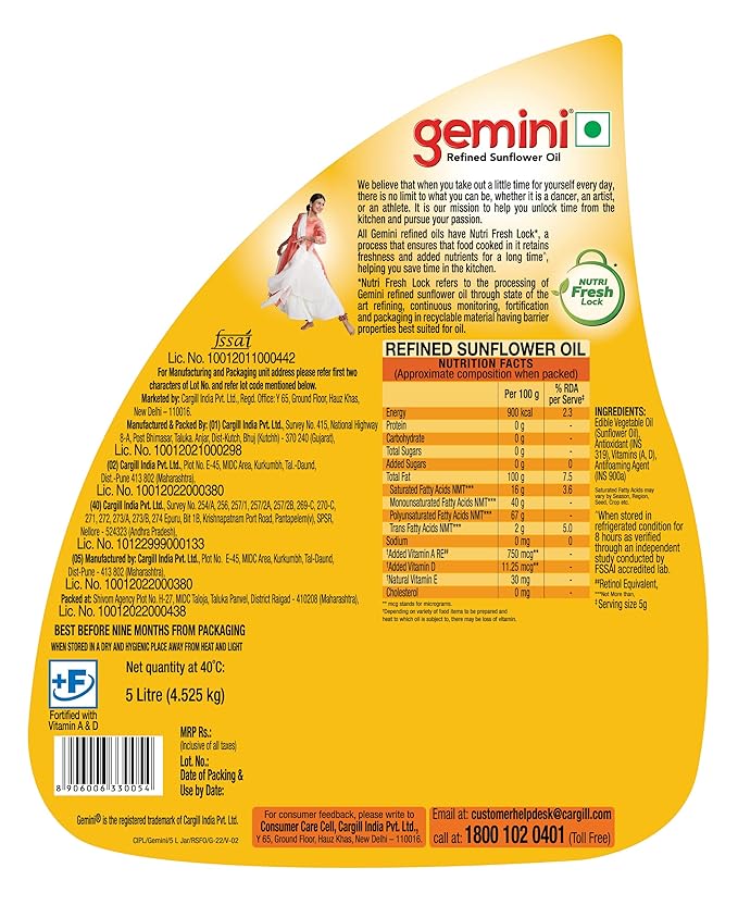 REFINED SUNFLOWER OIL 4.2KG JAR