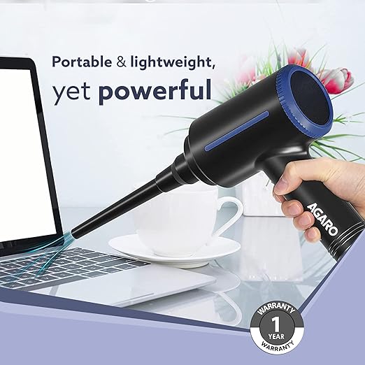 AGARO Compressed Air Duster, AD1719, Air Blower, 48000RPM, Variable Speed, Copper Motor, Air Spray/Blower for Electronics & Inflatables, Compressed Air Duster for Home, Car, Office
