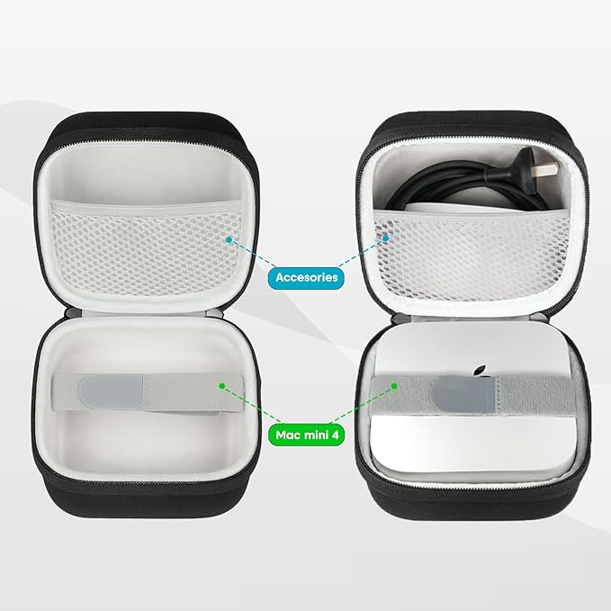 Sounce Carrying Case Compatible with Mac mini M4 EVA Hard Shell Waterproof Travel Storage Bag with Handle for Apple Mac mini M4 Desktop Computer & Accessories (16x16x9.5cm, Black)