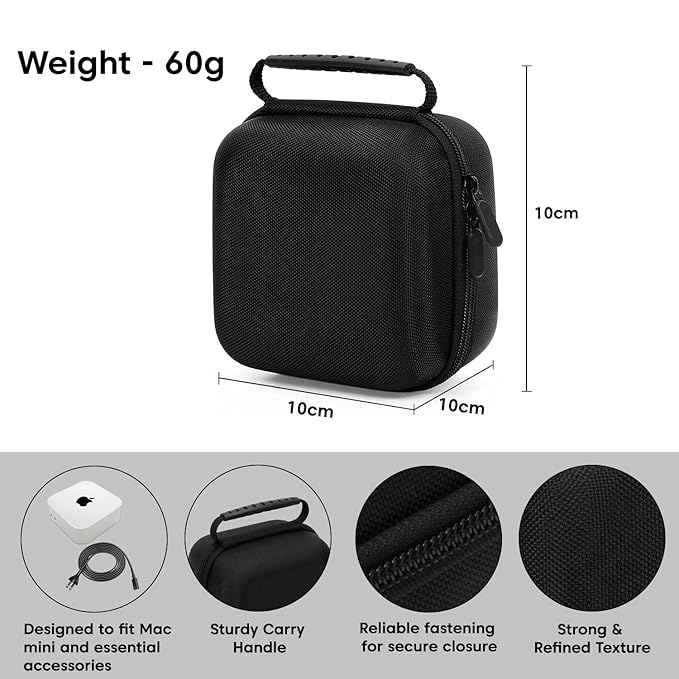 Sounce Carrying Case Compatible with Mac mini M4 EVA Hard Shell Waterproof Travel Storage Bag with Handle for Apple Mac mini M4 Desktop Computer & Accessories (16x16x9.5cm, Black)