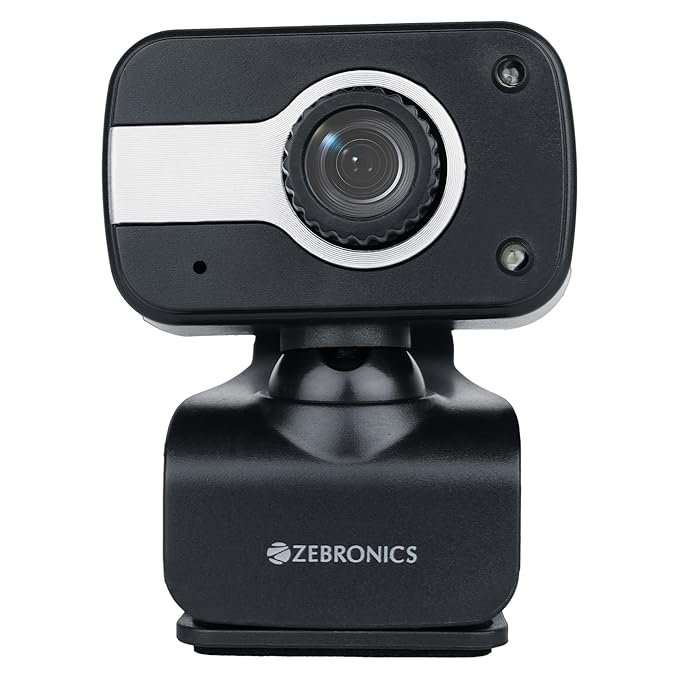 Zebronics Zeb-Crystal Clear Web Camera, 0.3 MP with USB with 3P Lens,Built-in Microphone,Auto White Balance,Night Vision and Manual Switch for LED (Black)