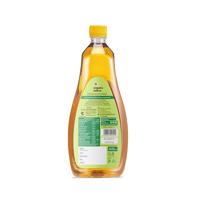Mustard Oil 1 Ltr | Cold Pressed Mustard Oil 1 Litre, Unrefined & Natural Sarso Oil for Healthy Cooking