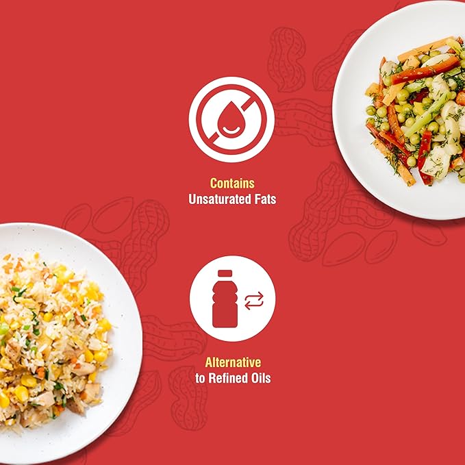 Cold Pressed Groundnut Cooking Oil - 1L | Rich in antioxidants | Good for Heart health | Enriched with MUFA & OMEGA 6 PUFA | Aroma of Purity