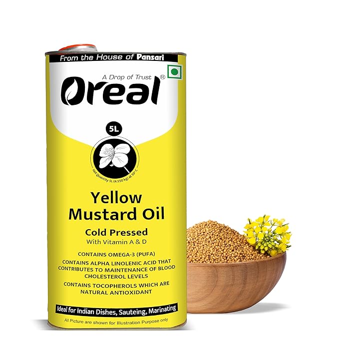 Yellow mustard 5 Litres can, cold pressed unrefined mustard | Pili sarso cooking Oil (From the House of Pansari)