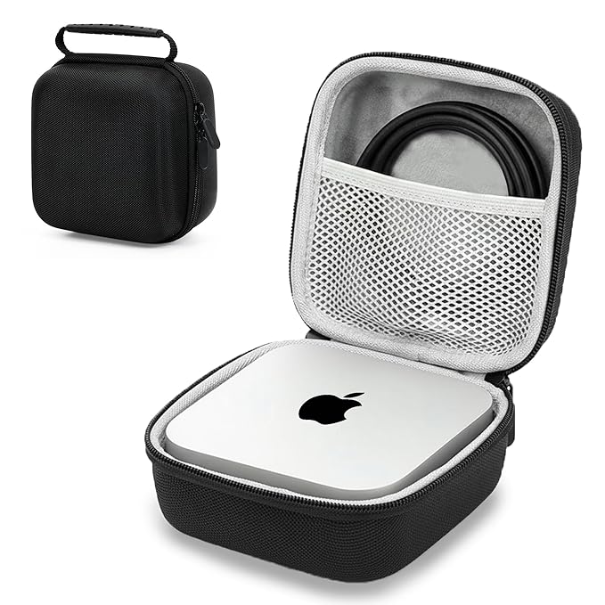 Sounce Carrying Case Compatible with Mac mini M4 EVA Hard Shell Waterproof Travel Storage Bag with Handle for Apple Mac mini M4 Desktop Computer & Accessories (16x16x9.5cm, Black)