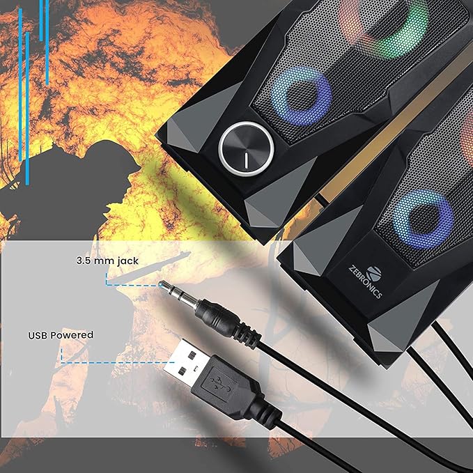 Zebronics Zeb-Warrior 2.0 Multimedia Speaker With Aux Connectivity,USB Powered And Volume Control