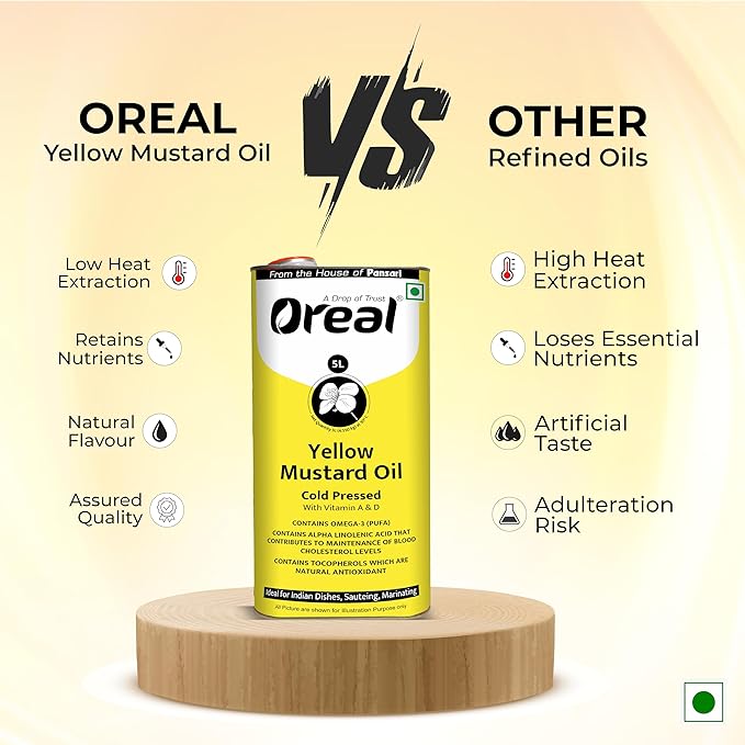 Yellow mustard 5 Litres can, cold pressed unrefined mustard | Pili sarso cooking Oil (From the House of Pansari)