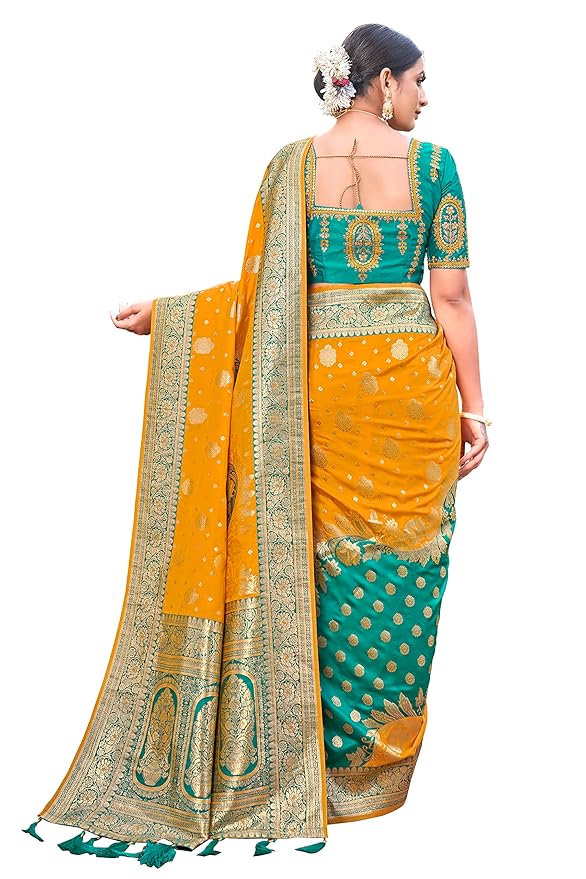 MANOHARI Most Trendy Jacquard Work Woven Saree with Unstitch Blouse Piece