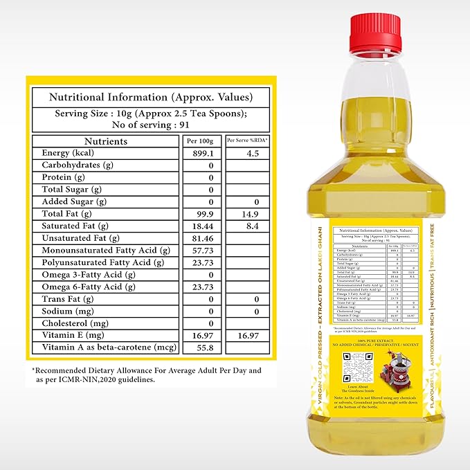 Wood Pressed Groundnut Oil 1 Liter (Cold Pressed Groundnut Oil - Extracted on Wooden Churner)